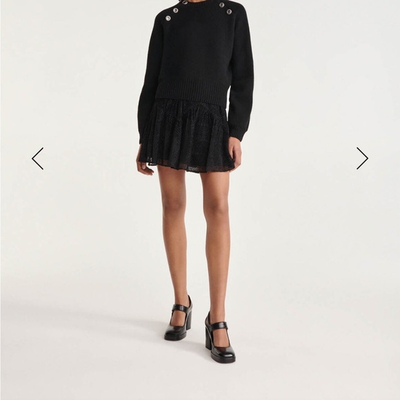 The Kooples Flowing Short Black Polka Dot Print Skirt (Size 1 FR = Size 4 USA) - Picture 6 of 8